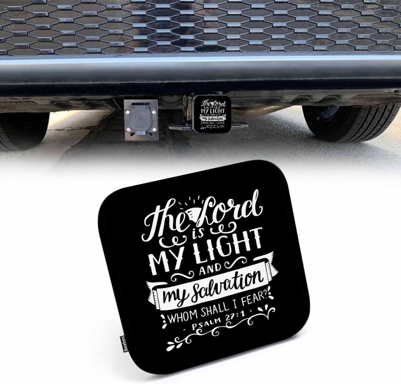 Beabes Bible Verse 2" Hitch Cover, Christian Quote Hitch Covers, The Lord is My Light and My Salvation Hitch Tube Covers Keep Trailer Hitch Receiver Tube Clean and Protected for Sedans Trucks Cars - Image 1